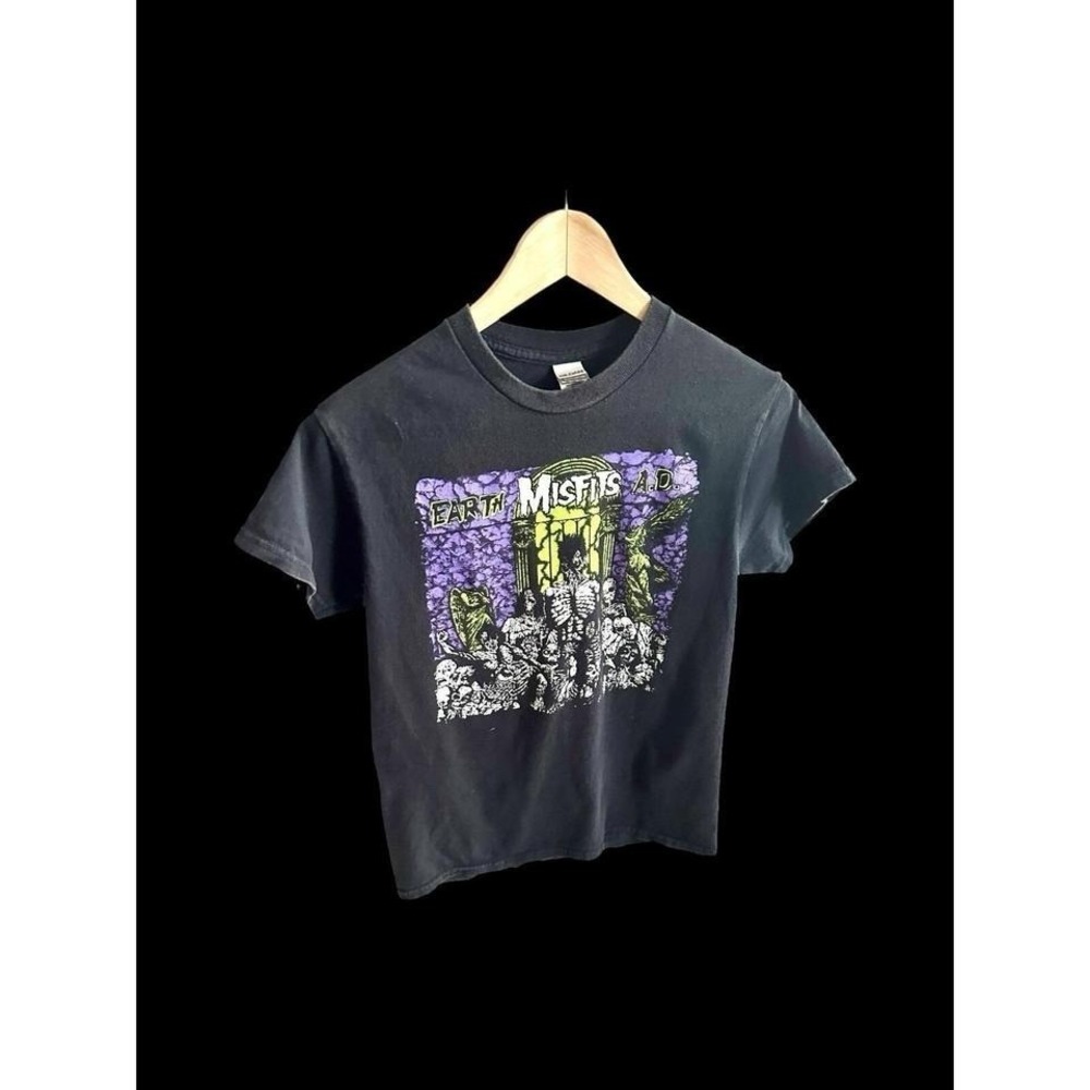 The Misfits Logo Skulls Women's T-Shirt‎ Small Black Halloween Black Two Sided